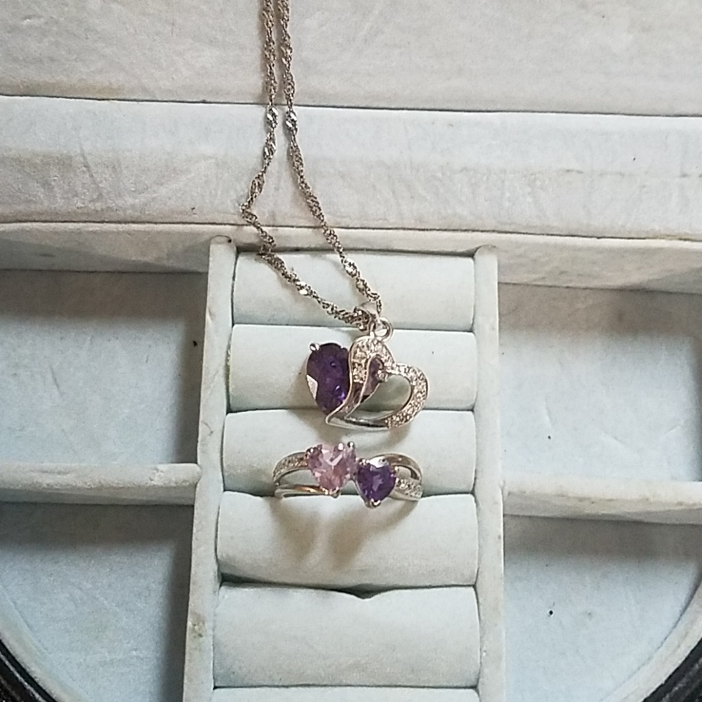 Amethyst necklace and ring set